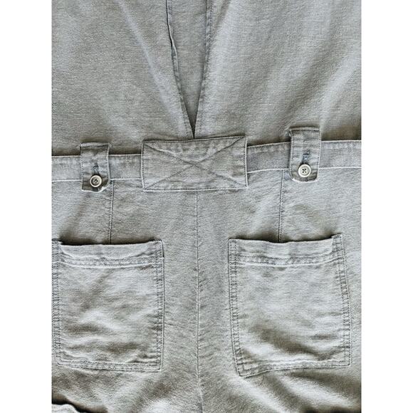 Free People Women Utility Shortalls Denim Blue Size Medium Tie Waist Cuff Sleeve - Picture 7 of 9
